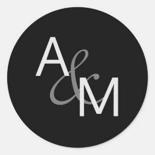 Schwarz-Silber-Grau-Monogramm-Umschlag Aufkleber