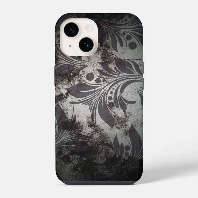 Schwarz-Silber-Grunge-Design iPhone Hülle (Rückseite)