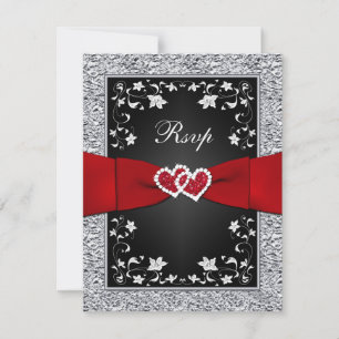 Schwarz-Silber-Herz-IMITATE Foil UAWG RSVP Karte