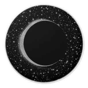 Schwarz & Silber Himmelsmond Magie Lunare Sterne Keramikknauf