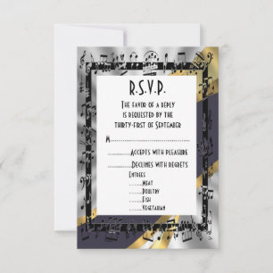 Schwarz-Silber-Hochzeit R.S.V.P RSVP Karte
