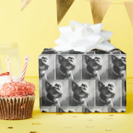 Schwarz-Silber-Hundeschichten Geschenkpapier