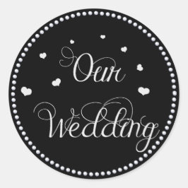 Schwarz-Silber-Imitat-Glitzer-Hochzeitsticker Runder Aufkleber