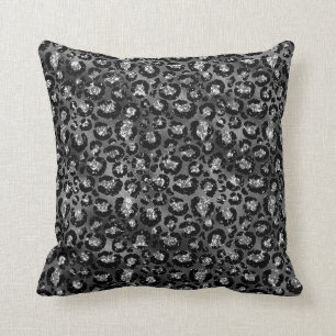Schwarz-Silber-Leopard-Printwerbung Kissen