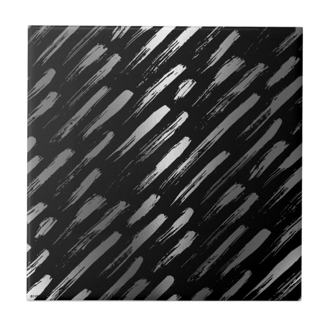 Schwarz-Silber-Metallic-Abstrakt Fliese (Vorderseite)