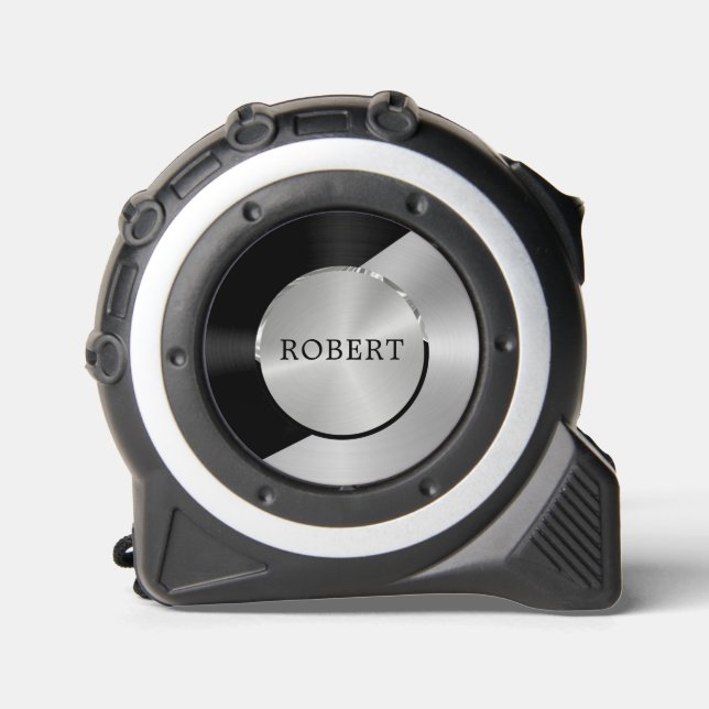 Schwarz & Silber Modernes geometrisches Design Maßband (Vorderseite)