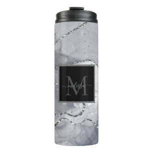 Schwarz-Silber-Monogramm Thermosbecher