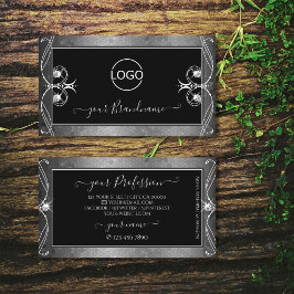 Schwarz-Silber-Mosaik-Verziert-Sparkle-Juwelen Log Visitenkarte