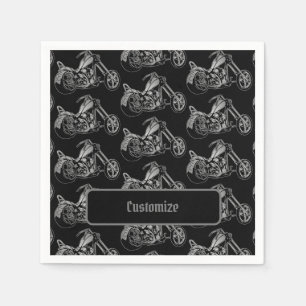 Schwarz-Silber-Motorrad Serviette