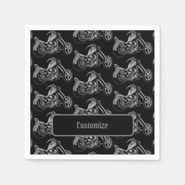 Schwarz-Silber-Motorrad Serviette (Vorderseite)