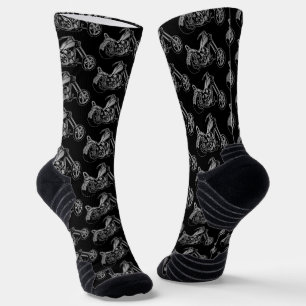 Schwarz-Silber-Motorradmuster Socken