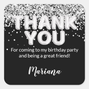 Schwarz-Silber-Party-Aufkleber für Favoriten Quadratischer Aufkleber
