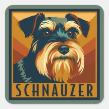 Schwarz-Silber-Schnauzer-Retro-Portrait