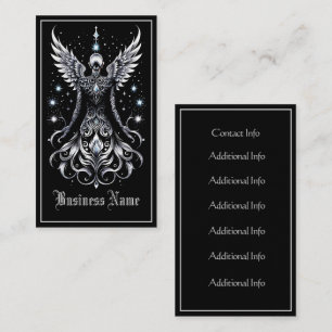 Schwarz-Silber-Tattoo-Engel Visitenkarte