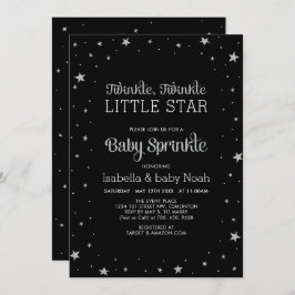 Schwarz & Silber | Twinkle Little Star Baby Dusche Einladung