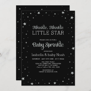 Schwarz & Silber   Twinkle Little Star Baby Dusche Einladung