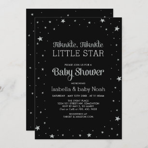 Schwarz & Silber   Twinkle Little Star Baby Dusche Einladung