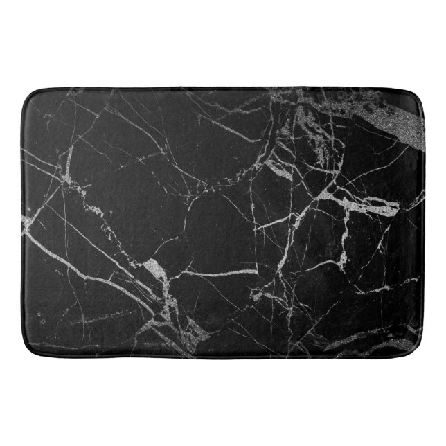 Schwarz-Silber-Venenmarmor Badematte (Vorderseite)