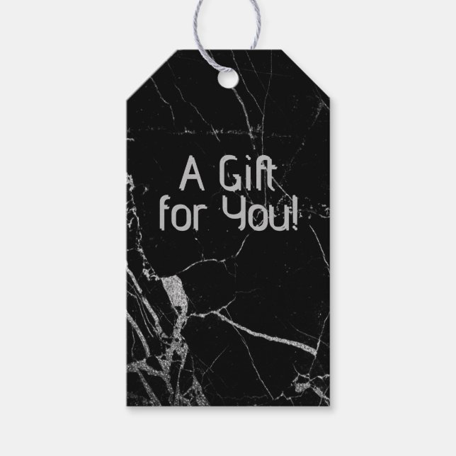 Schwarz-Silber-Venenmarmor Geschenkanhänger (Vorderseite)