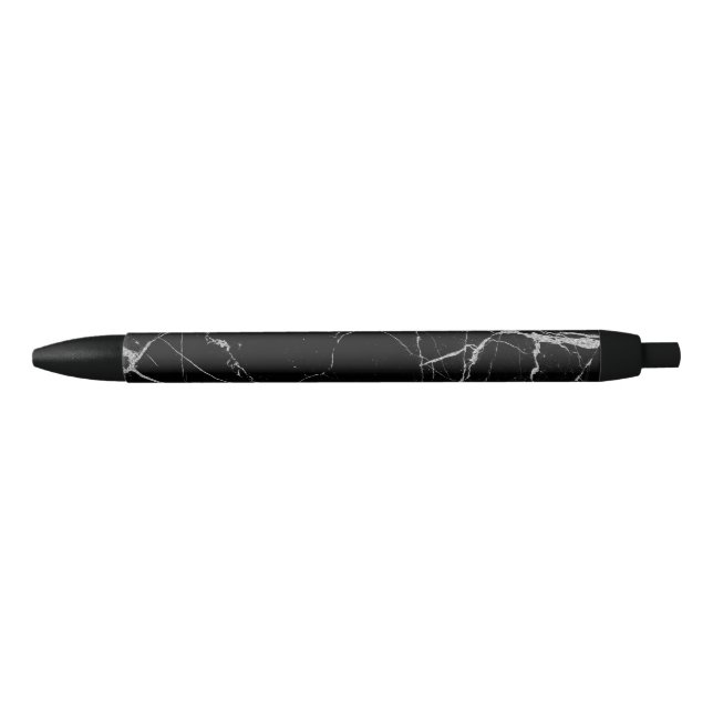 Schwarz-Silber-Venenmarmor Kugelschreiber (Vorderseite)
