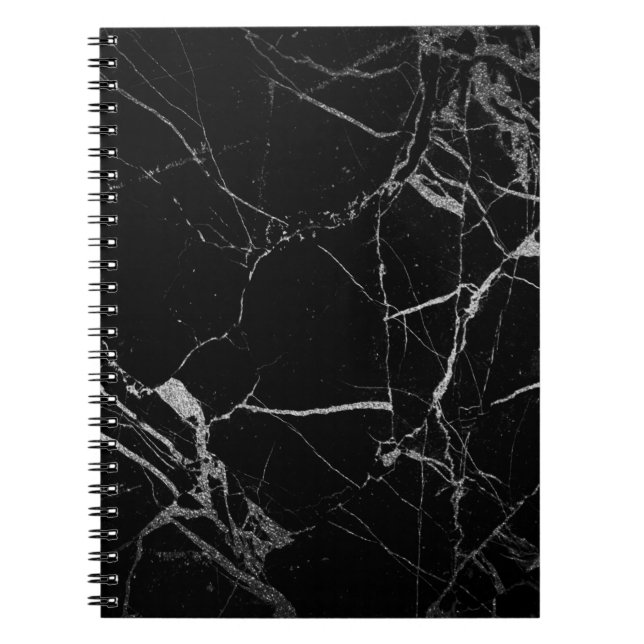 Schwarz-Silber-Venenmarmor Notizblock (Vorderseite)