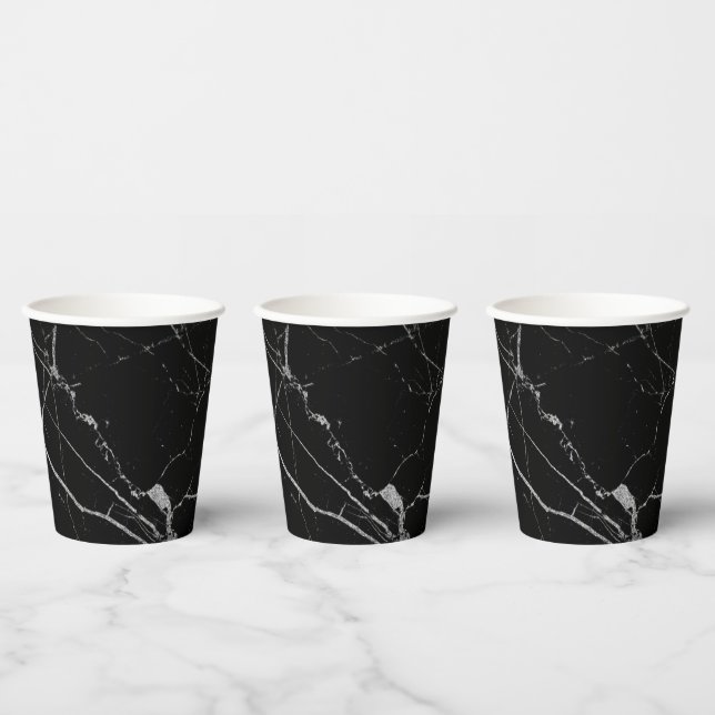 Schwarz-Silber-Venenmarmor Pappbecher (Multi)