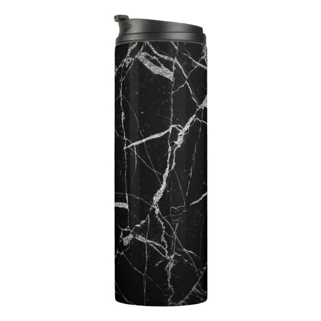 Schwarz-Silber-Venenmarmor Thermosbecher (Nach rechts gedreht)