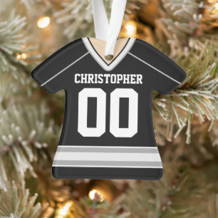 Schwarz/Silber/Weiß-Hockey Jersey Ornament