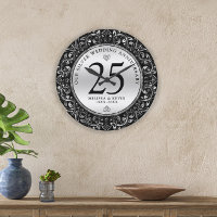 Schwarz-Silber-Wirbel Circle Frame 25. Hochzeit