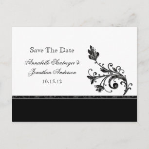 Schwarz-Silber-Wirbel Save the Date Ankündigungspostkarte