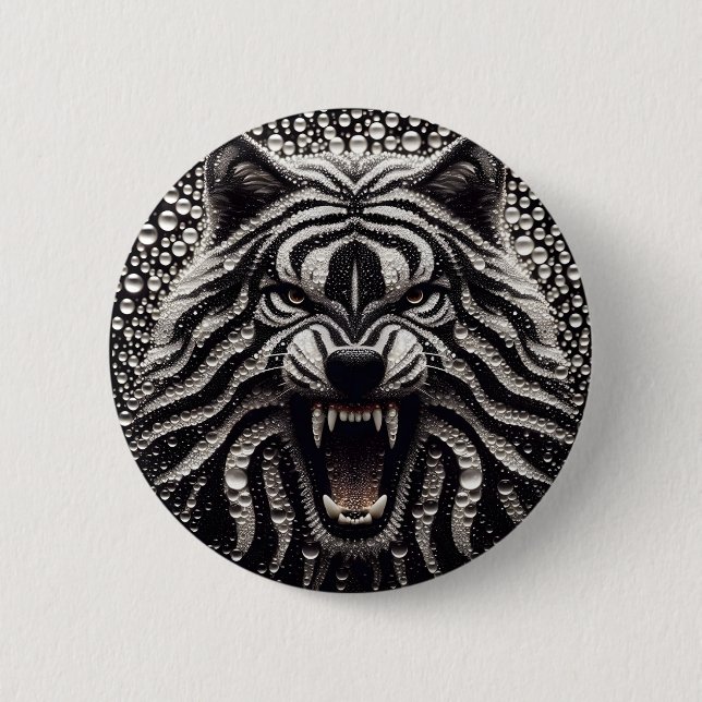Schwarz-Silber-Wolf-Taste Button (Vorderseite)