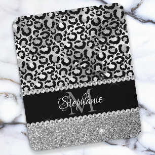 Schwarz-Silberleopard-Girly-Glam-Monogramm Mousepad