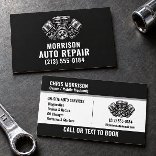 Schwarz-silberne Auto-Reparatur Visitenkarte