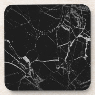 Schwarz-silberne Marmorader Getränkeuntersetzer