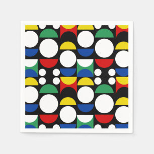 Schwarz-skandinavisches Bauhaus-Muster Mitte des J Serviette