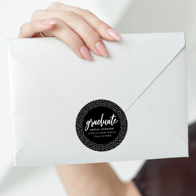 Schwarz | Skripter Abschluss Runder Aufkleber (Von Creator hochgeladen)