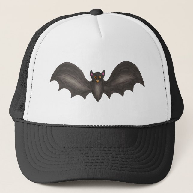 Schwarz-Spooky-Flying-Bat-Halloween-Trick oder Lec Truckerkappe (Vorderseite)