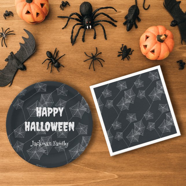Schwarz-Spooky Halloween anpassbar Pappteller (Black Spooky Halloween customizable Paper Plates
)