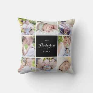 Schwarz Square Family Foto Collage Pillow Kissen