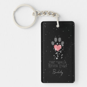 Schwarz Starlight Pink Heart Paw Print Dog Memoria Schlüsselanhänger