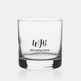 Schwarz Stilisierte Monogramm und Name Whiskyglas