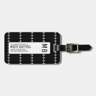 schwarz, stylish und mit Monogramm (Name und Initi Gepäckanhänger