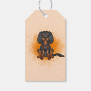 Schwarz & Tan Cavalier King Charles Hund auf Orang Geschenkanhänger