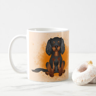 Schwarz & Tan Cavalier King Charles Hund auf Orang Kaffeetasse