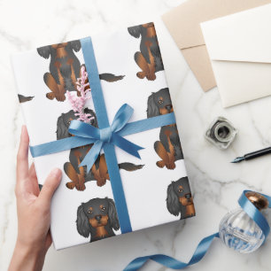 Schwarz & Tan Cavalier King Charles Spaniel Muster Geschenkpapier