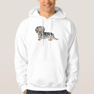 Schwarz-Tan-Daple Niedliche Dackel Langhaar Hund Hoodie