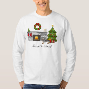 Schwarz & Tan Dapple glatthaariger Dachshund Weihn T-Shirt