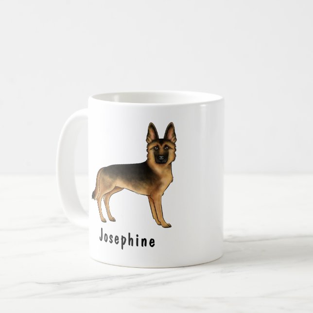 Schwarz-Tan-Deutscher Schäferhund mit Individuelle Kaffeetasse (Vorderseite Links)