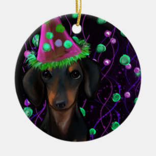 Schwarz & Tan Doxie Keramik Ornament