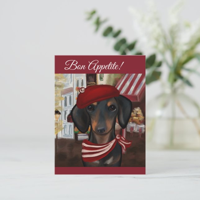 Schwarz & Tan Doxie Postkarte (Stehend Vorderseite)